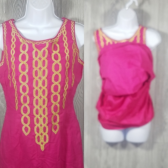 JENNA Dress Size 4 Pink Sleeveless Embroidered Party Summer - Picture 6 of 6